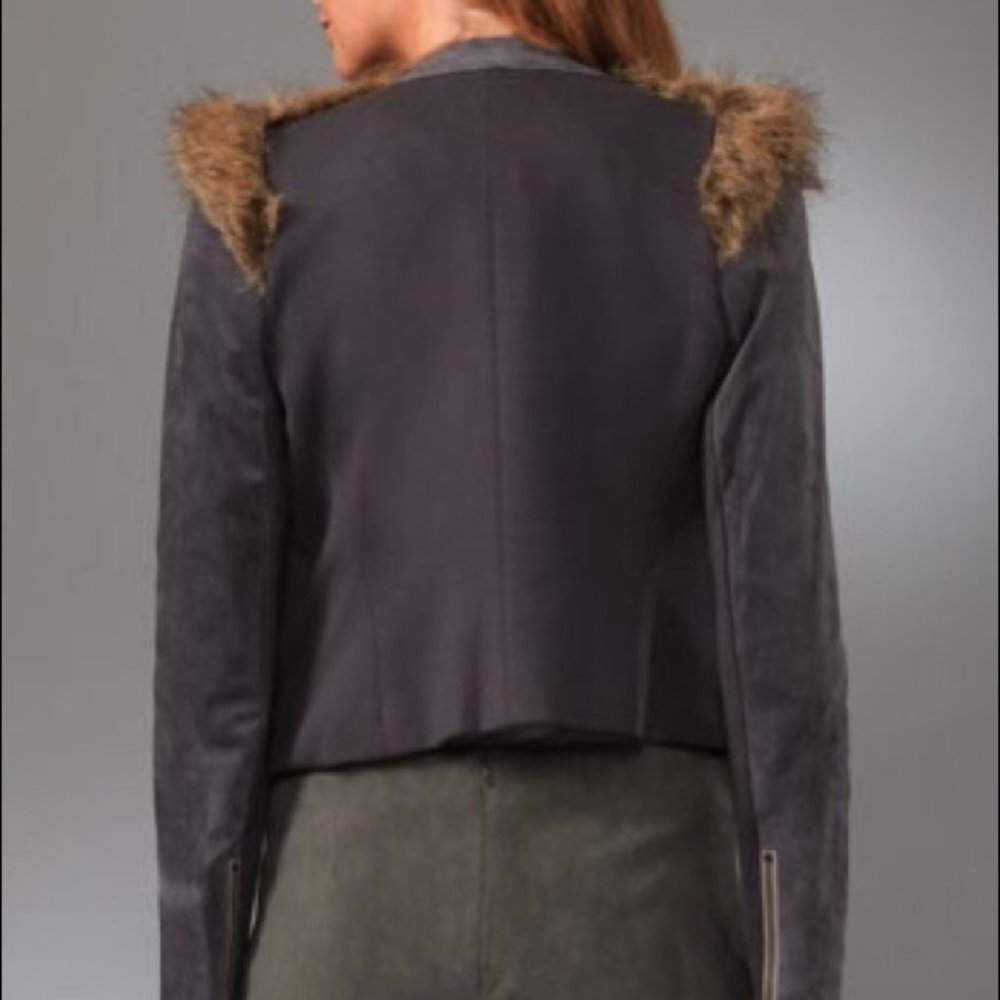 Twelfth Street by Cynthia Vincent Faux Fur Front and Genuine Suede Jacket Sz 6 - Picture 5 of 16